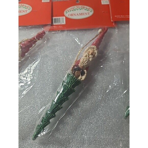 Lot of 6 Santa's Workbench Santa 7" Icicle Ornament Vintage Original Packaging - Picture 6 of 7